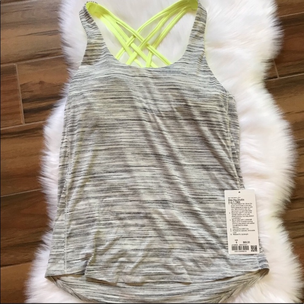 Lululemon slay the studio tank grey neon top bra - Picture 2 of 4